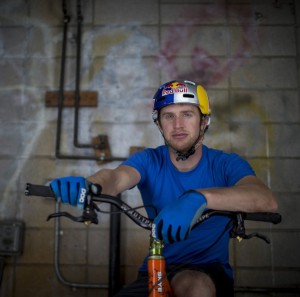 Trials cyclist Danny MacAskill poses for a portrait in between takes at Red Bull Kluge in Irvine, CA on the 10th of October, 2012.  // © Cameron Baird/Red Bull Content Pool // P-20130619-00174 // Usage for editorial use only // Please go to www.redbullcontentpool.com for further information. //